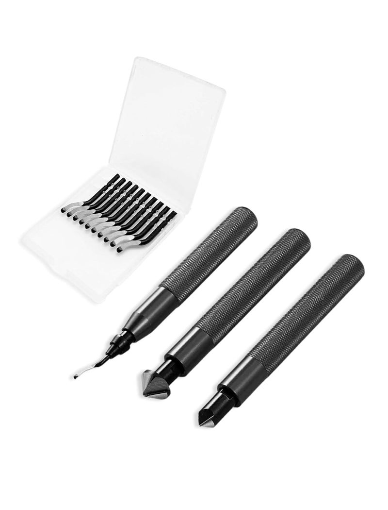 Inyze Store Deburring Tool Kit with 12 HSS Rotary Blades for 3D Printing, Resin, Metal, Ideal Tubing and 3D Printing Deburring, a Handle (2 Submerged Hand Reamers with 10 Blades) - Image 1